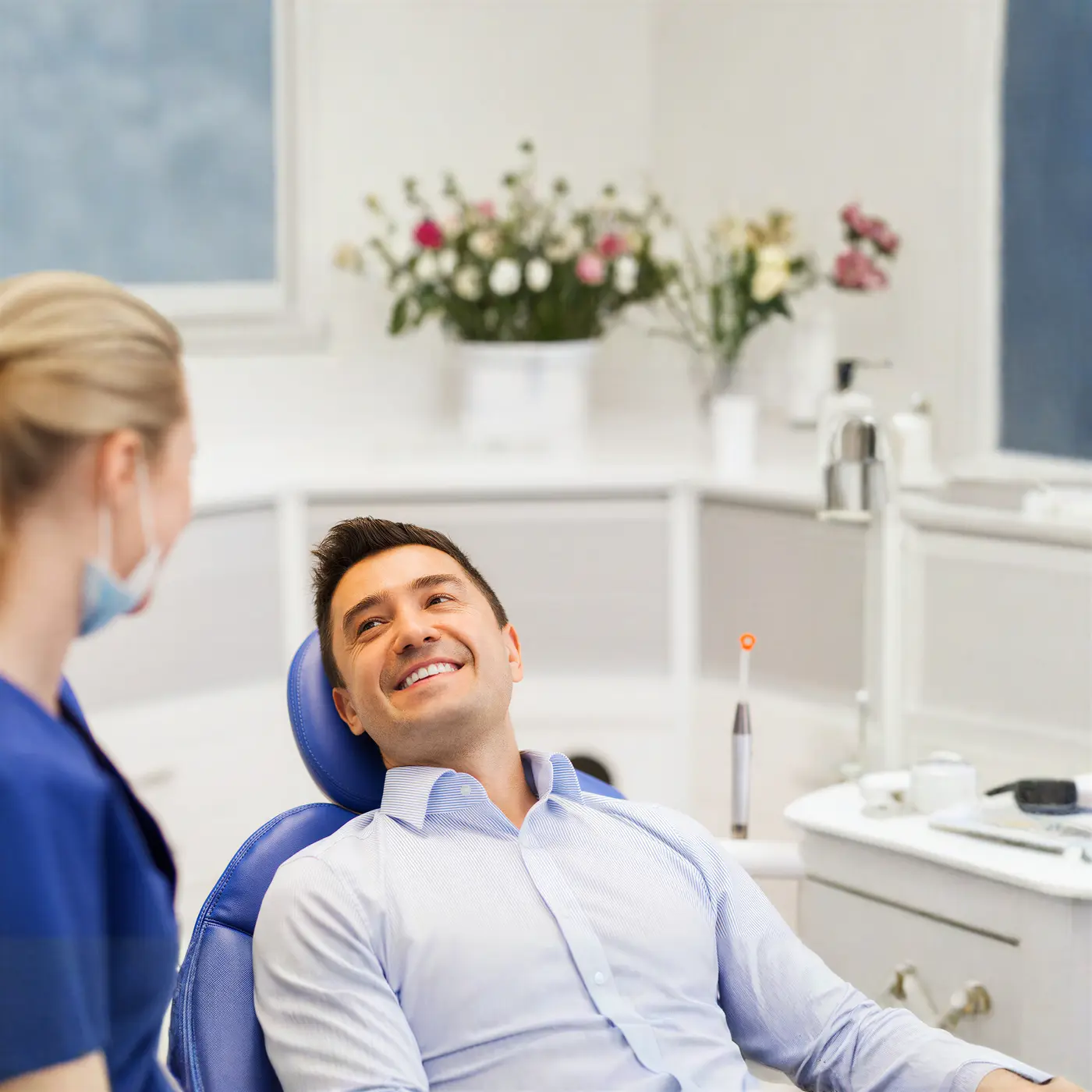A relaxed patient at Dawson Landing Dental in Chestermere